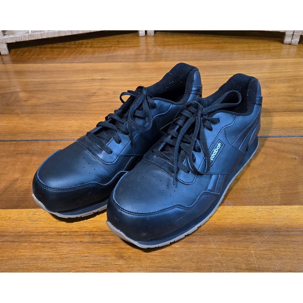Reebok Royal Glide Mens Black Gum Low Top Sneakers Memory Tech Oil Resistant